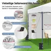 A close-up view of a white gazebo side wall with multiple storage pockets, showcasing its features and organization capabilities. Produktbild-Vorschau