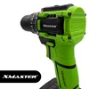 A close-up shot of a green and black cordless drill. Produktbild-Vorschau