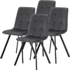 A set of four dark gray dining chairs with black metal legs, arranged in a studio setting against a white background. Produktbild-Vorschau