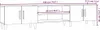 A diagram showing the dimensions of a white TV stand. Voir les images du produit