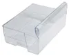 A clear, studio shot of a transparent plastic refrigerator drawer. Produktbild-Vorschau