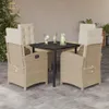 vidaXL 5-tlg. Garten-Essgruppe mit Kissen Beige Poly Rattan Produktbild-Vorschau 2