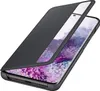A black flip case for a smartphone is shown from a diagonal angle, with the cover open to reveal the phone screen. Náhľad obrázku produktu