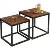 Table basse, ensemble de tables 2en1, loft, brun foncé Voir les images du produit 1