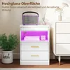 Noční stolek HOMCOM s LED osvětlením a nabíjecí stanicí, 45 Náhled obrázku produktu 6