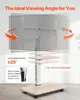 A TV stand with a TV mounted on it, showing its rotation and adjustable shelves. Podgląd zdjęcia produktu
