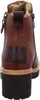 The back view of a brown leather boot with a thick sole and fur lining. Produktbild-Vorschau