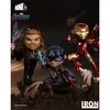 Three chibi-style superhero figures (Thor, Captain America, and Iron Man) posed dynamically on a rocky, debris-strewn base, with lightning effects. Náhled obrázku produktu