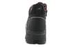 The back view of a black boot with burgundy accents. Produktbild-Vorschau