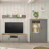 Wohnzimmer Landhaus TV Lowboard in grau mit Artisan Eiche Produktbild-Vorschau 6