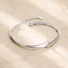 Eleganter Damen Armreif mit Doppel-Kette – Silberfarben, Produktbild-Vorschau 4