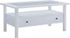 A white coffee table with a glass top and a drawer. Produktbild-Vorschau