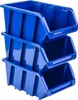 Three blue plastic storage bins stacked on top of each other against a white background. Náhľad obrázku produktu
