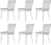 Six gray dining chairs with silver metal legs are arranged in two rows on a white background. Náhľad obrázku produktu