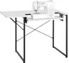 A white sewing machine table with a sewing machine on it, shown against a white background. Produktbild-Vorschau