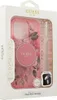 The image shows the retail packaging of a pink floral iPhone 16 Pro case with a beaded strap and MagSafe compatibility. Anteprima dell’immagine prodotto