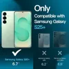 Marketing image showing a Samsung Galaxy S25+ phone and indicating compatibility with it, while showing incompatibility with other Samsung models. Produktbild-Vorschau