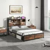 COSTWAY postel 140 x 200 cm, čelo s úložným prostorem, Náhled obrázku produktu 2