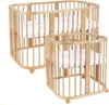 Two wooden cribs of different sizes are shown against a white background. Produktbild-Vorschau