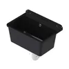 A black sink mounted on a wall with a white drain pipe visible underneath. Produktbild-Vorschau