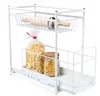 A white wire two-tier pull-out organizer with kitchen items inside. Produktbild-Vorschau
