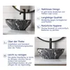 A bathroom sink with a faucet, presented with feature callouts. Produktbild-Vorschau