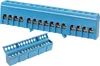 Two blue terminal blocks with gold connectors against a white background. Produktbild-Vorschau