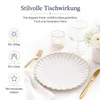 8er-Set Premium Porzellan Speiseteller Ø20 cm – Elegantes Wellendesign mit edlem Goldrand Produktbild-Vorschau