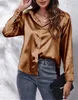 ASKSA Chemise Femme Satin Col V Chemise Elégante Boutons Voir les images du produit 3