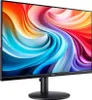 A black computer monitor with a colorful abstract image displayed on its screen, shown from a slightly angled front view on a white background. Produktbild-Vorschau