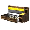 A bed frame with integrated storage and shelving, presented against a white background. Podgląd zdjęcia produktu