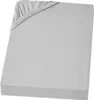 A light gray fitted sheet is shown folded and placed on a surface. Produktbild-Vorschau