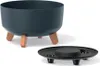 A dark gray planter with brown legs and a black insert are shown against a white background. Náhľad obrázku produktu