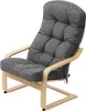 A grey cushioned chair with a light wood frame, shown against a white background. Produktbild-Vorschau
