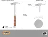 A detailed product image showing a hammer with dimensions and weight specifications. Produktbild-Vorschau