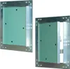 Two aluminum revision doors with green gypsum board inserts, one closed and one open. Náhled obrázku produktu