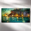 Wandkunst Leinwand Bild Uhr 60x30 Malerei Abstrakte Fluss Produktbild-Vorschau 2