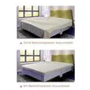 Two images showing a bed with a fitted sheet, one without and one with bed sheet fasteners. Produktbild-Vorschau