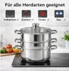 Edelstahltopf 26 cm, multifunktionaler Kochtopf, Dampfgarer Produktbild-Vorschau 5