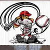 ARANDE Teen Zimmer Gardine, Baseball-Karikatur-Art-Spieler, Produktbild-Vorschau 1