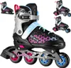 A collage of inline skates and hockey skates, with a main focus on a pair of pink and black inline skates. Produktbild-Vorschau