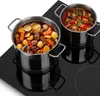 Two pots of stew are shown on a black induction cooktop. Produktbild-Vorschau