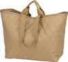 A tan quilted shopper bag with two handles, shown from the front. Produktbild-Vorschau