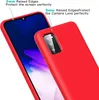 A red phone case is shown on a white background, highlighting its protective features for the screen and camera lens. Produktbild-Vorschau