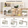 A kitchen island with an extendable table, shown in different configurations. Podgląd zdjęcia produktu