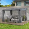 Sunjoy Stahl Wandpavillon MEIJE mit Vorhängen und Netz - Produktbild-Vorschau 2