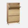 Scarpiera scandinava in legno, 3 ante, Marrone naturale Anteprima dell’immagine prodotto 3