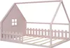 A pink house-shaped bed frame with a picket fence detail and a window. Anteprima dell’immagine prodotto