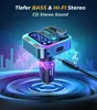 A car Bluetooth FM transmitter is shown with colorful lighting effects and musical notes, suggesting audio features. Produktbild-Vorschau