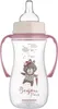 A baby bottle with handles and a cartoon bunny illustration. Podgląd zdjęcia produktu